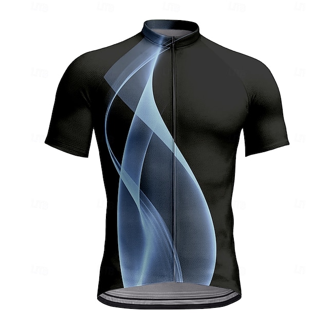 Homme Maillot de cyclisme Manche Courte Cyclisme T-shirt Maillot Top avec 3 poches arrière Résistant aux UV Respirant Séchage Rapide Fermeture Éclair Frontale Blanche Bleu Des sports Vêtement Tenue