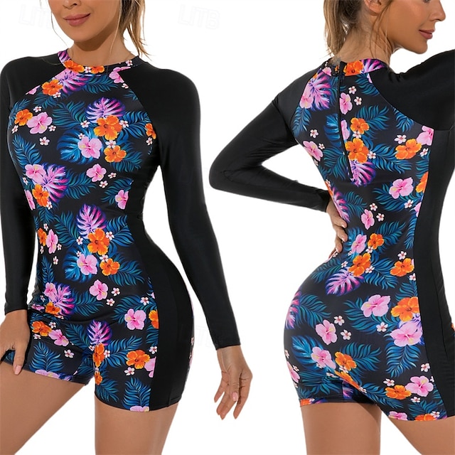  Per donna Top sottomuta Costume Intero Protezione Solare UV UPF50+ Leggero Manica Lunga Spandex Costume da Bagno costume da bagno Nuoto Surf Spiaggia Sport Acquatici Estate Primavera Autunno