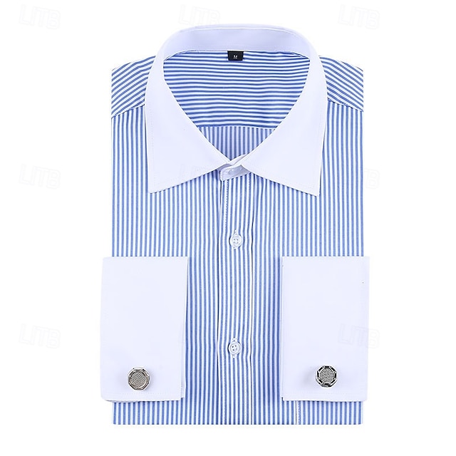  Men's Shirt Dress Shirt Button Up Shirt Line Wedding Daily Black Blue Dark Blue Violet Long Sleeve Turndown Spring &  Fall Clothing Apparel Pocket