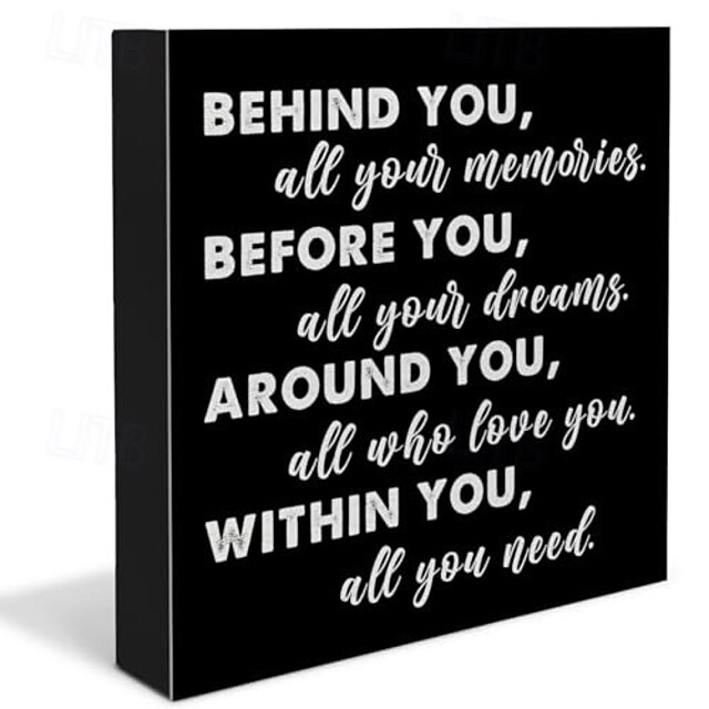  Abschluss Spruch Holzbox Schild Deko Schreibtischschild positiv hinter Dir all deine Erinnerungen Holzbox Blockschild rustikal Home Regal Wanddekoration Grad Geschenk
