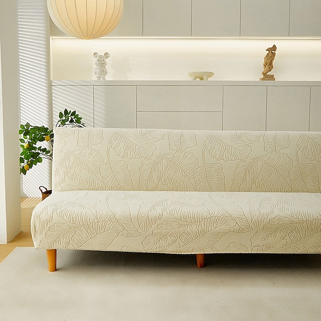  Capa de sofá-cama sem braços em tecido jacquard, capa protetora elástica para sofá, capa elástica para banco