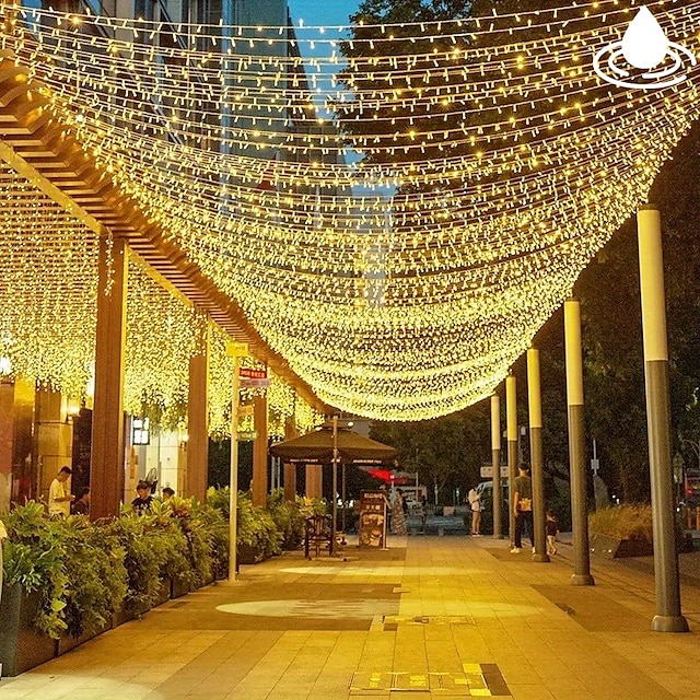  50m 100m ghirlanda albero di natale luci fatate 400 800led stringa di luce ip65 impermeabile catena giardino esterno ghirlanda festa di nozze vacanza paesaggio decorazione illuminazione blu colorato