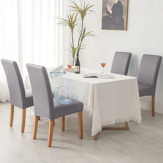 WaterProof Dining Chair Cover Slipcovers Burgundy Parson Chair Covers PU Leather Stretch Dining Chair Covers Removable WashableChair Protector Covers for Dining Room,Party,Hotel 19