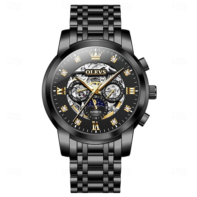 OLEVS 51mm Orologio al quarzo con quadrante grande per uomo Cinturino in silicone Impermeabile Luminoso Auto Data Crono Numeri romani Scala Orologi da uomo  1511