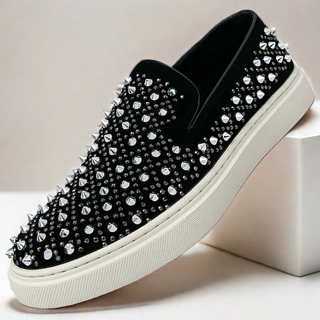  pánské černé slip-on boty s perleťovými detaily - elegantní společenské tenisky na svatby, taneční večírky a luxusní akce