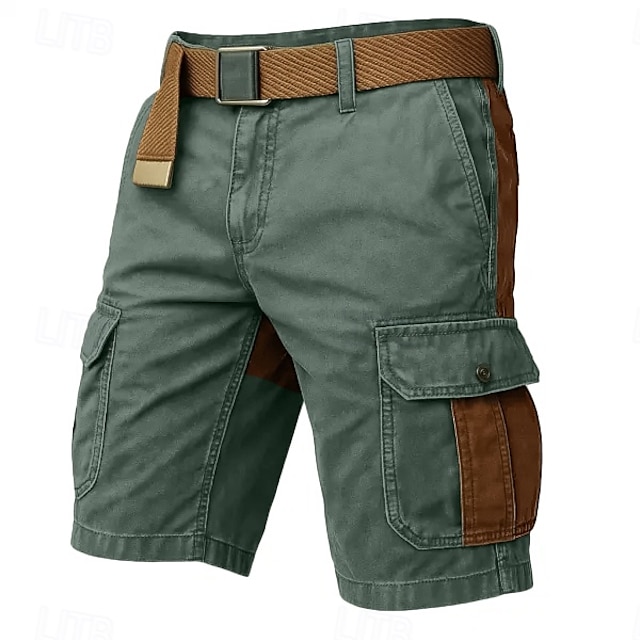  Men's Cargo Shorts Outdoor Shorts Casual Shorts Hiking Shorts Patchwork Multi Pocket Straight Leg Color Block Moisture Wicking Wearable Knee Length Outdoor Casual Daily Fashion Classic Style Black