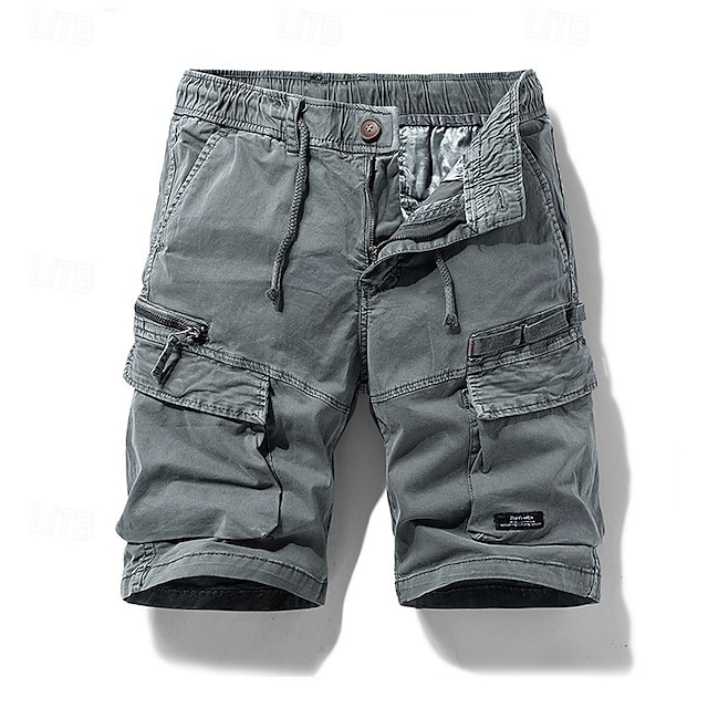  Per uomo Pantaloncini cargo Shorts Pantaloncini Estivi Coulisse Elastico in vita Multi-tasche Semplice Comodità Indossabile Lunghezza al ginocchio All'aperto Sport Quotidiano Moda Casual Nero Cachi