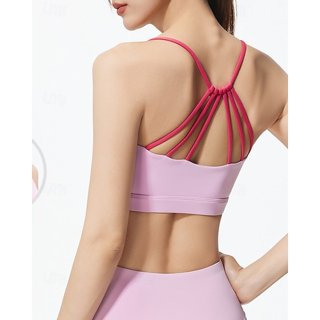  Mujer Buena parte superior Correa de espagueti Sujetador superior Tiras posteriores Confortable Transpirable Malla Bloque de color Deporte Ropa de Deporte Negro Blanco Yoga Aptitud física Casual