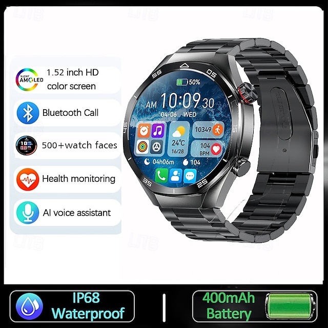  Reloj inteligente IMOSI para hombres 1.52 llamadas por Bluetooth música monitor de ritmo cardíaco batería de 400mAh compatible con Android e iOS