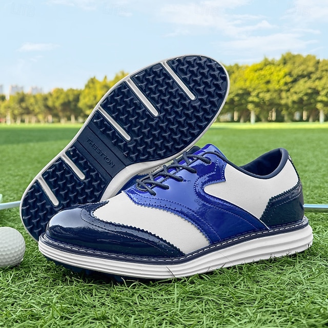  Rote und marineblaue Golfschuhe für Herren – leistungsstarke Schnürsneaker mit Lederdetails für Golf, Sport und Freizeit