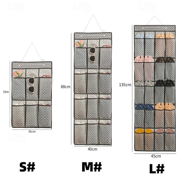  Wall-Mounted Sundries Shoe Organizer Fabric Closet Bag Storage Rack Hanging Over The Door Cloth Bag