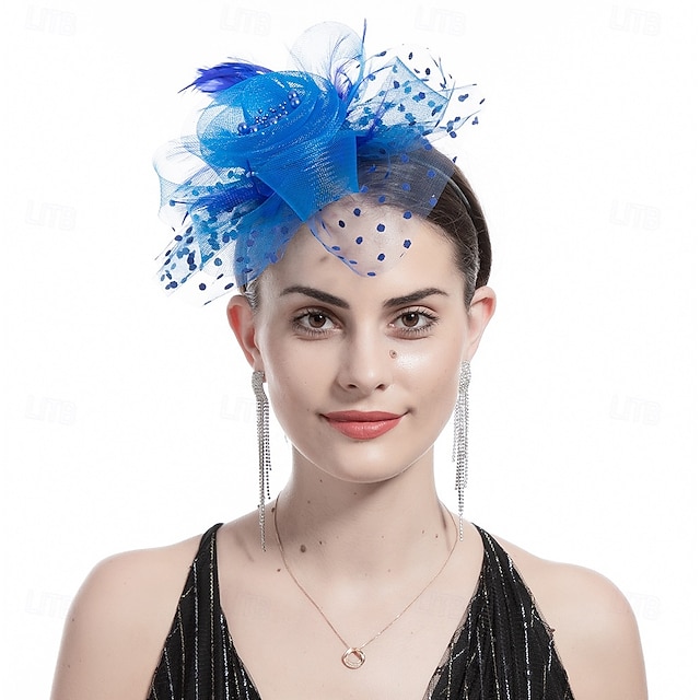  Helm Tule Veren Bruiloft Avond Feest Elegant Bruiloft Met Veer Helm Hoofddeksels