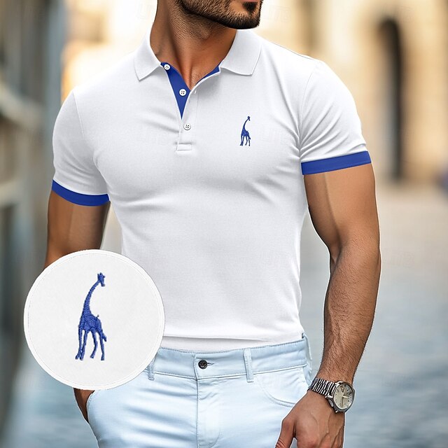  Herren Baumwoll-Poloshirt Golfshirt Lässig Revers Kurze Ärmel Bequem Schmuck & Bestickt Basic Sommer Schmale Passform Schwarz Weiß Rote Marineblau Königliches Blau Hellgrau Baumwoll-Poloshirt