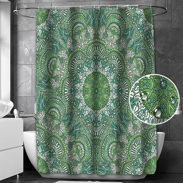 Shower Curtain with Hooks 180cm*180cm(70"*70")Polyester Suitable for Separate Wet and Dry Zone Divide Bathroom Waterproof Oil-proof Mandala Bohemian 10