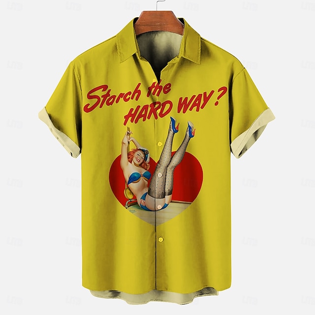  Bluse / Hemd Retro Poster Retro-Mädchen Grafik Für Herren Erwachsene Maskerade 3D-Druck Urlaub Party