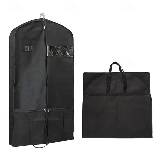  Borsa porta abiti con tasca a rete, resistente custodia porta abiti da viaggio traspirante in tessuto non tessuto per abiti, completi, cappotti, borsa portaoggetti antipolvere da appendere per armadio
