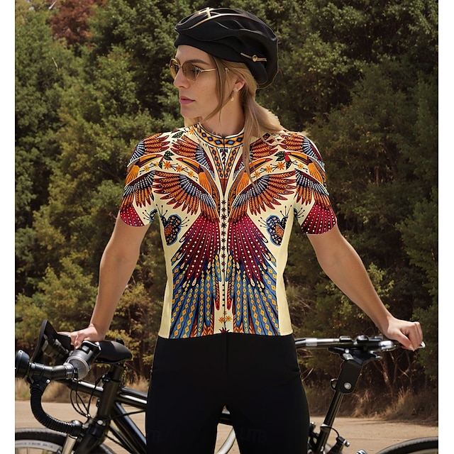  Per donna Maglia da Ciclismo Manica Corta Bicicletta Maglia Top con 3 tasche posteriori Traspirante Asciugatura Rapida Strisce Riflettenti Tasca Posteriore Rosso bordeaux Gli sport Abbigliamento