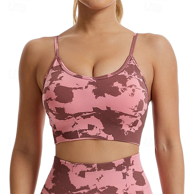  Per donna Reggiseno sportivo Girocollo Asciugatura Rapida Leggero Traspirante Senza Maniche Sostegno leggero Gli sport Mimetico Reggiseni sportivi Per Allenamento in Palestra Ginnastica Corsa