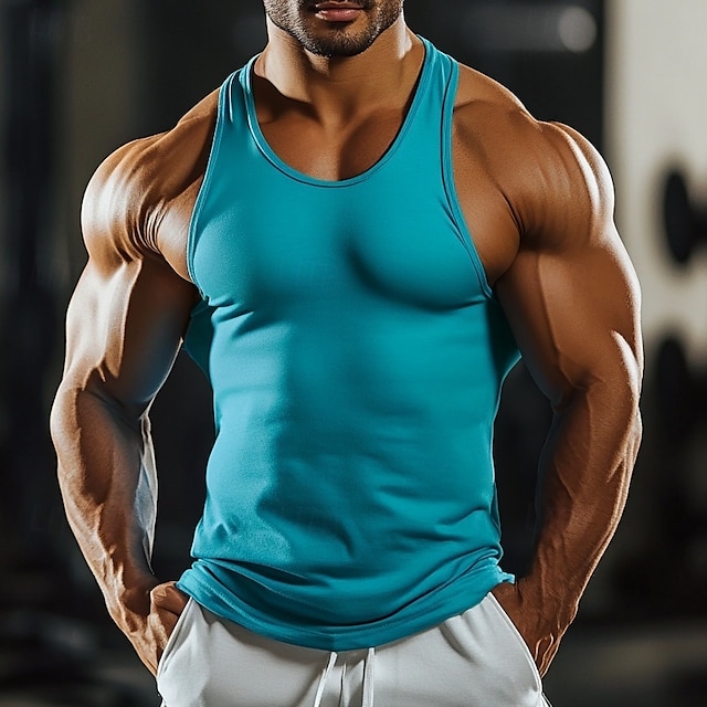  Homme Débardeur Gilet Sous-Vêtements T-shirt sans manches Sans manches Col ras du cou Été Uni Mode Classique Confortable Sportif Rue Sports Fête Noir Blanche Rouge Foncé T-shirt haut de gamme pour