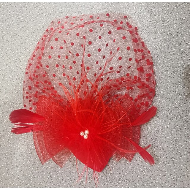  Helm Tule Veren Bruiloft Avond Feest Elegant Bruiloft Met Veer Helm Hoofddeksels