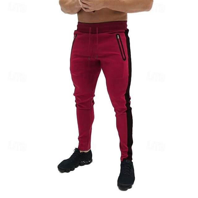 Men's Sweatpants Joggers Trousers Pocket Color Block Comfort Breathable Outdoor Daily Going out Fashion Casual Black Red3
