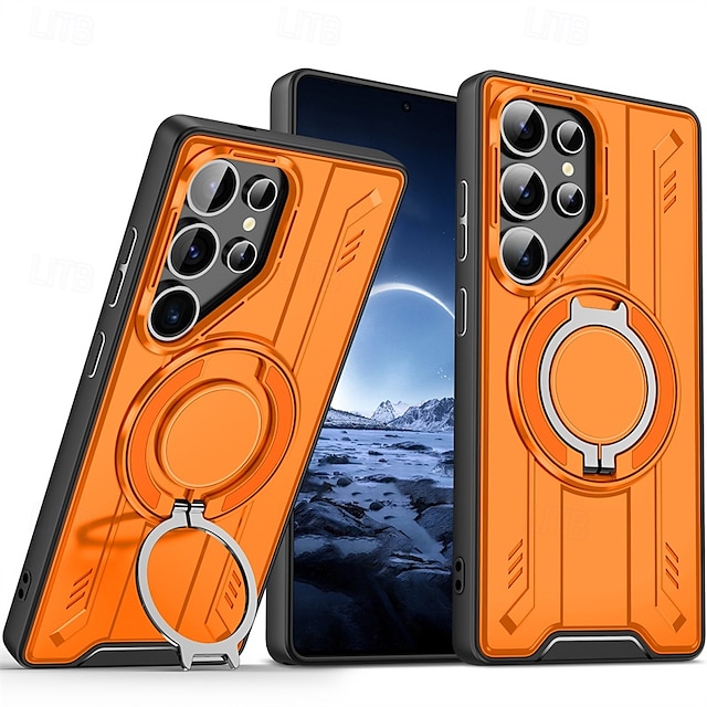  S24 Ultra Plus、S23 Ultra/Plus、S22 Ultra、S25 Plus/Ultra 用の電話ケース 磁気吸着 スタンド付き 幾何学 TPU PC メタル