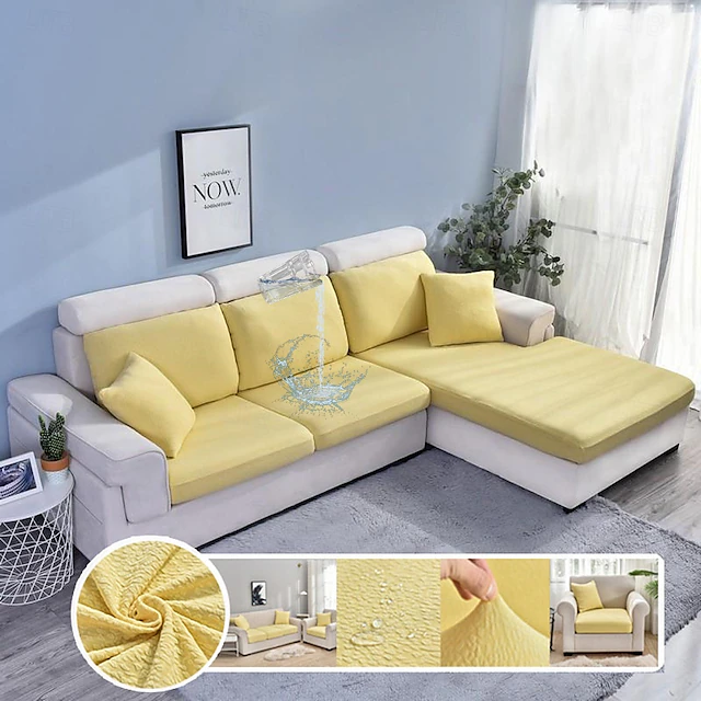 Water Resistant Magic Sofa Cover Seat Cushion Cover Furniture Protector for Pets Kids Stretch Washable Removable Sofa Slipcover Living Room Elastic 30