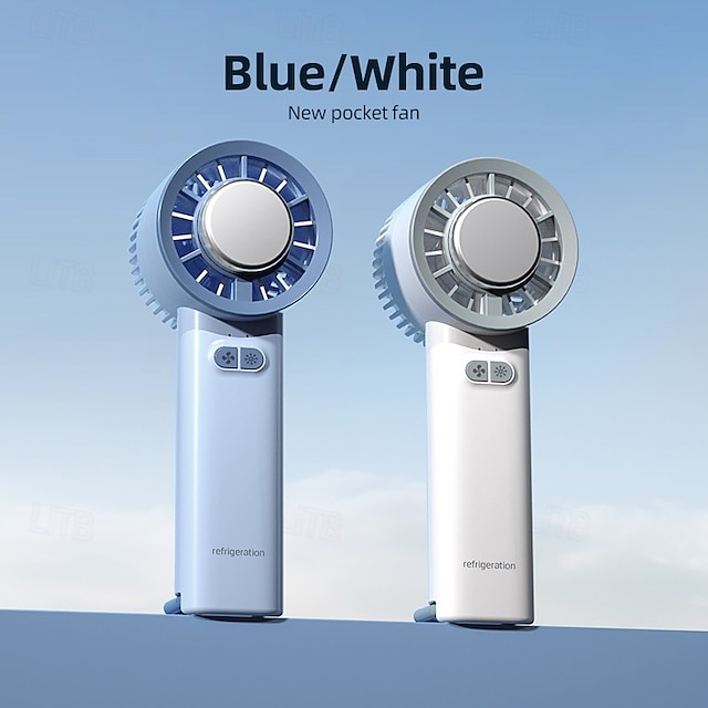  アイス冷却プレート付きミニハンドヘルドファン、ターボ静音モーター、3段階、1800mAh USB充電式、ポータブルデスクトップ＆ポケットファン、夏の旅行オフィス屋外用