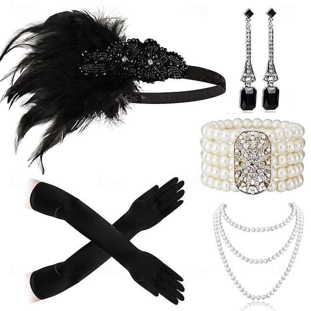  1920s El gran Gatsby Diadema de estilo flapper Pendiente Collar / pulsera El gran Gatsby Pluma Retro Brillo chispeante Cristal / Strass Mujer Carnaval día de San Valentín Mascarada Ropa de fiesta de