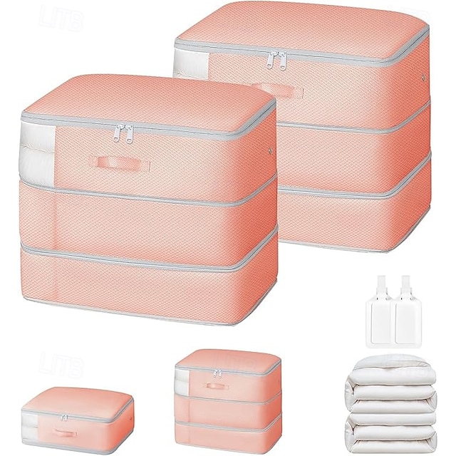  2-pak worków do przechowywania kołder - duże worki do przechowywania koców 3-warstwowy, oszczędzający miejsce organizer samokompresyjny nadający się do prania worki kompresyjne do przechowywania koców