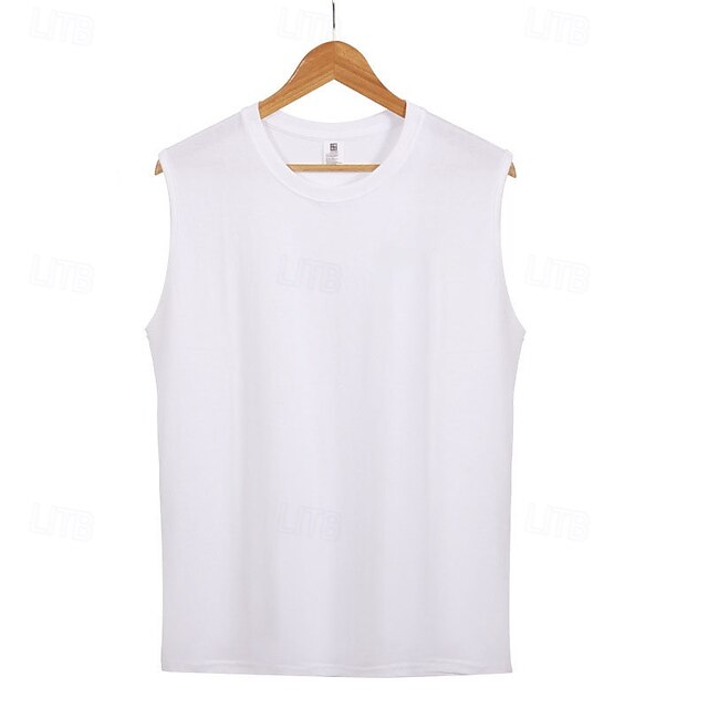 Men's Tank Top Vest Top Undershirt Sleeveless Shirt Sleeveless Crewneck Summer Plain Fashion Designer Vacation Street Going out Black White Dark Gray Top Tee for Men4