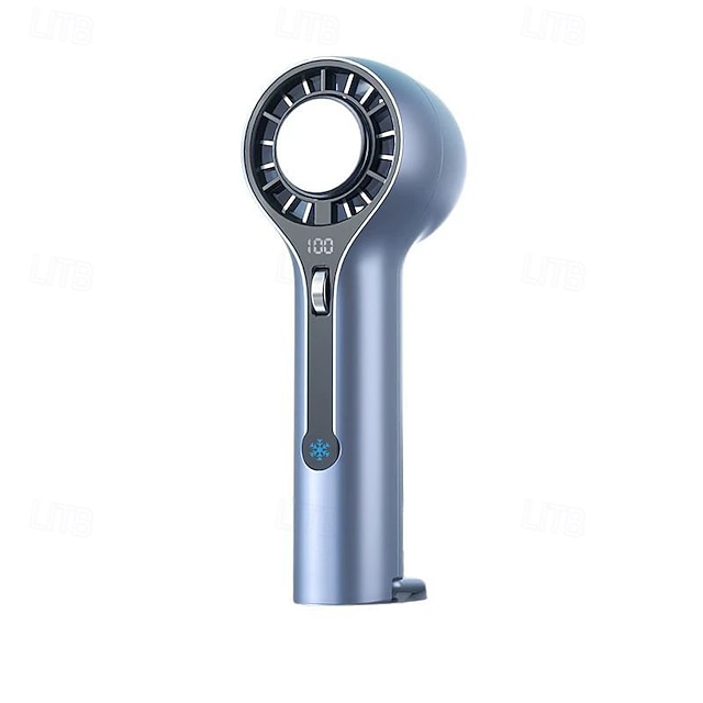  ポータブルハンドヘルドファンアイスセラミック冷却、ターボブリーズ、3000mAhバッテリー、デジタル表示、コンパクトUSB充電式ファン、プーリーコントロール、夏の屋外旅行用