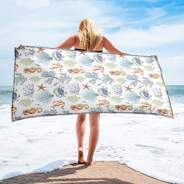  Printed Beach Towel, Lightweight Quick-Dry Sand-Free Beach Blanket, Ideal for Travel, Pool, and Outdoor Use