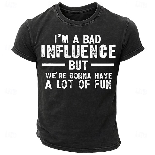 Men's Funny Slang T shirt Tee Washed Shirt 100% Cotton Short Sleeve Graphic Shirt Black Comfortable Tee Street Daily Fashion Designer Clothing4