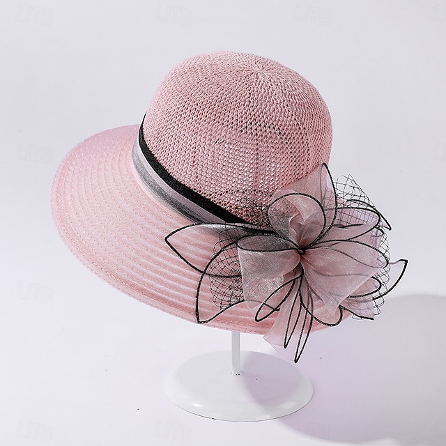  Elegante cappello a secchiello a tesa larga - cappello a secchiello in maglia con cuciture e parasole regolabile per donna