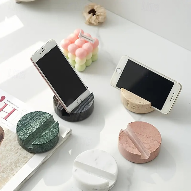  Supporto per cellulare in pietra naturale impermeabile elegante supporto da scrivania in marmo per smartphone decorazione per ufficio e casa