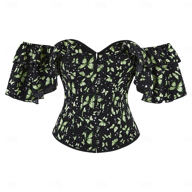  Rococò Completo Mascherata Corsetto Overbust Cosplay Jacquard Controllo della Pancia Push-Up Jacquard Costume Per donna Reale Mascherata Feste Carnevale di Venezia Adulti Corsetto