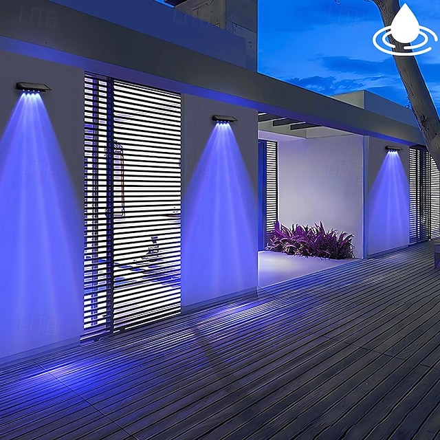  zonnedeklamp buitenmuur waslicht staplicht waterdichte led-wandlamp tuinveranda tuinhek muur landschapsdecoratie 2/4 stuks
