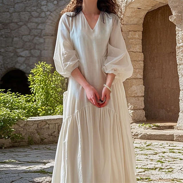  Medieval Renaissance Dress Lady Women's Halloween Carnival Masquerade LARP Ren Faire Adults' Dress Spring & Summer