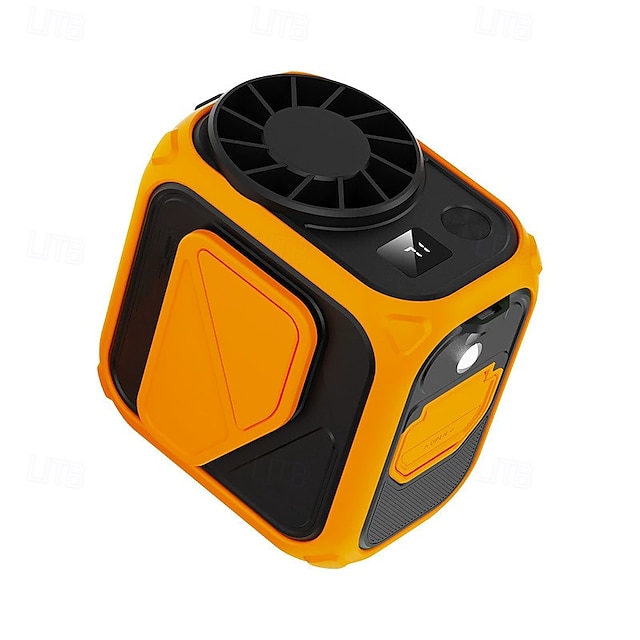  Outdoor Portable Fan with Power Bank – Type-C Fast Charging, LED Display, Cool Lighting, Skin-Friendly Silicone, Smart Latch Design for Camping, Hiking & Emergency Use