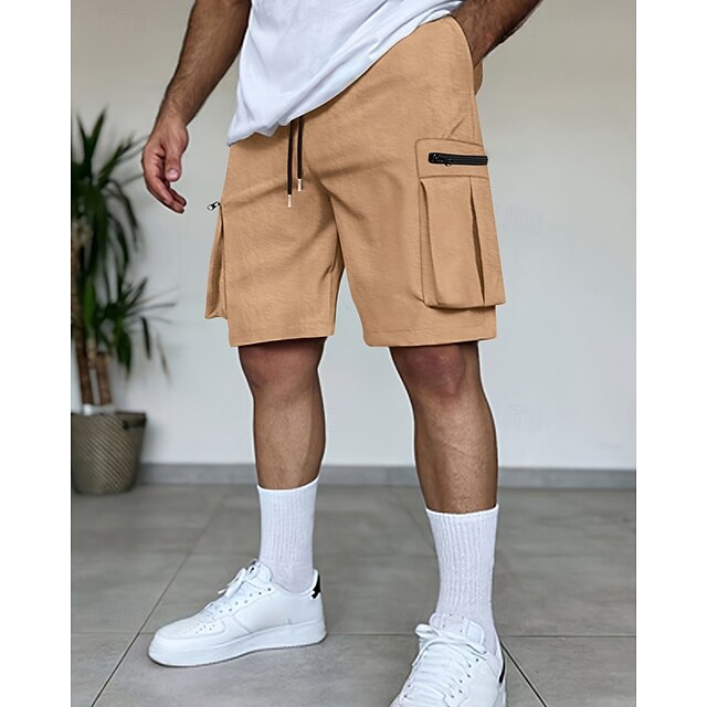  Per uomo Pantaloncini cargo Shorts Pantaloncini Estivi Coulisse Elastico in vita Multi-tasche Semplice Comodità Indossabile Lunghezza al ginocchio All'aperto Sport Quotidiano Moda Casual Nero Marrone