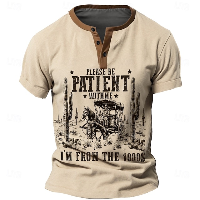  Homme 1900s T-shirt Chemise Henley Manche Courte ancien Designer Rétro Vintage Rue Occasionnel Quotidien Été Printemps Bleu Ciel Gris Argile Kaki Henley T-shirt Henley