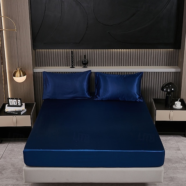  Satin imitationssilke set lätt lyx högkvalitativ ren färg kall känsla sängkläder naken sovande sängkläder