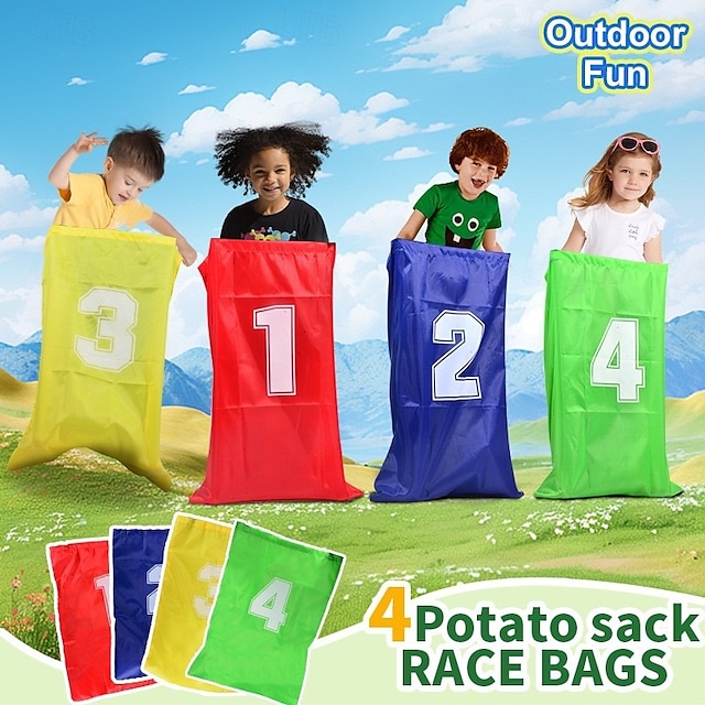  Durable 4-Pack Canvas Kangaroo Jump Bags - Hand Washable Non-Electric No Feathers - Red/Green/Blue/Yellow for Outdoor Lawn Games Family Interactive Sports