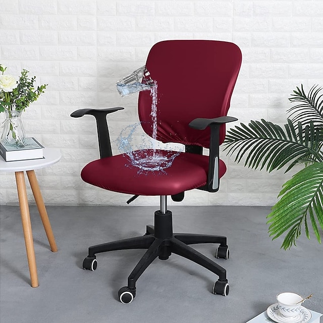  Stretch-Stuhlbezüge für Computerstühle, wasserdicht, Kunstleder, geteilter Bürostuhlbezug, Gaming-Sessel, Sitzbezug, schmutzabweisend, abnehmbar