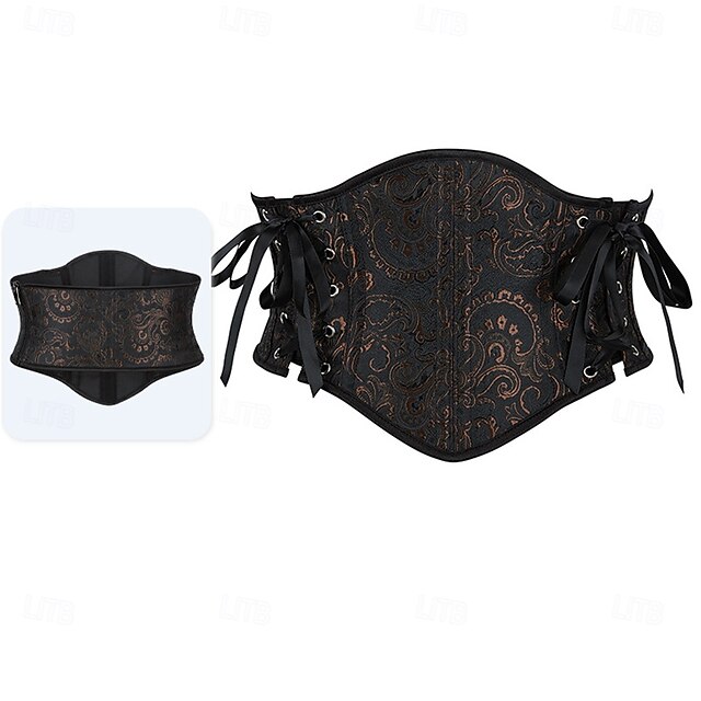  Rococò Completo Mascherata Corsetto Overbust Cosplay Controllo della Pancia Push-Up Jacquard Jacquard Per donna Reale Mascherata Feste Carnevale di Venezia Adulti Corsetto