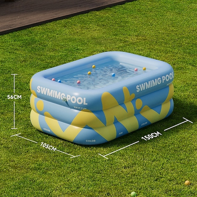  1 st uppblåsbar pool för utomhusträdgård  & poolfester - hållbar pvc vikbar design ingen el behövs bärbart sommarnöje  & vuxna julklapp idé semester firande pool lätt