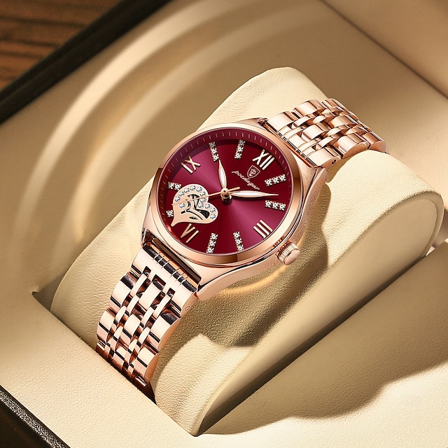  Women Quartz Watch Wrist Watch Retro Vintage Luminous Calendar Waterproof Stainless Steel Strap Watch