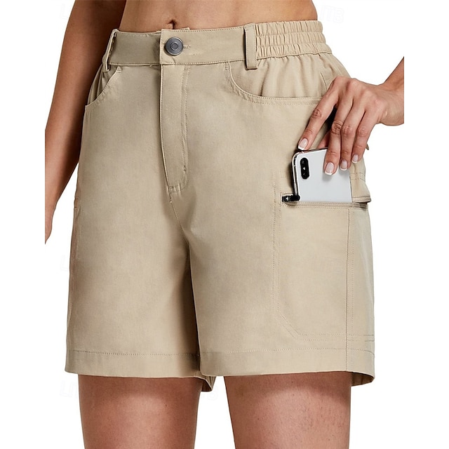  Damen Laufshorts Cargoshorts Wandershorts Außen Normale Passform Schnelltrocknend Shorts Elastischer Bund Schwarz Khaki Spandex Jagd Klettern Laufen S M L XL XXL