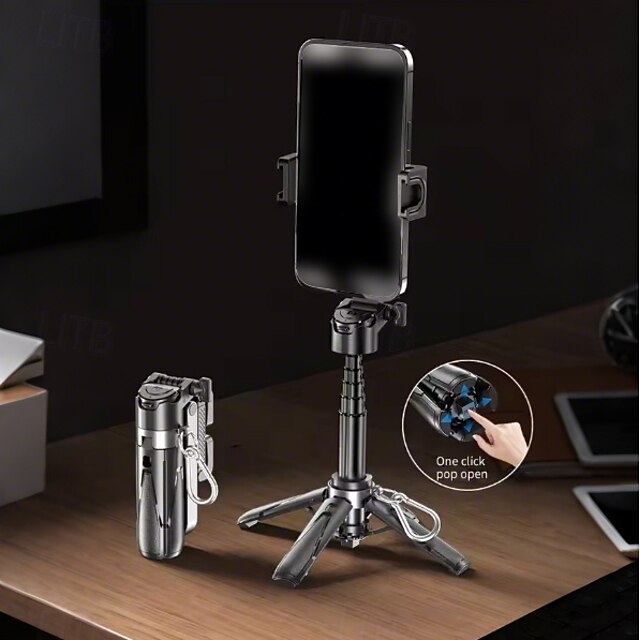  16-inch Retractable Selfie Stick Tripod, Wireless Remote, 360° Rotating Stand, One-Touch Release, USB Rechargeable, Smartphone Compatible